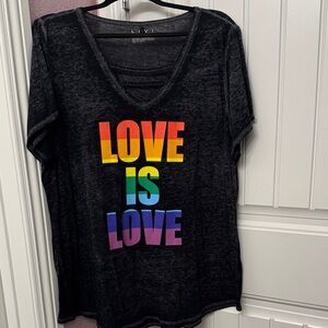 Lane Bryant Black Rainbow Graphic Tee